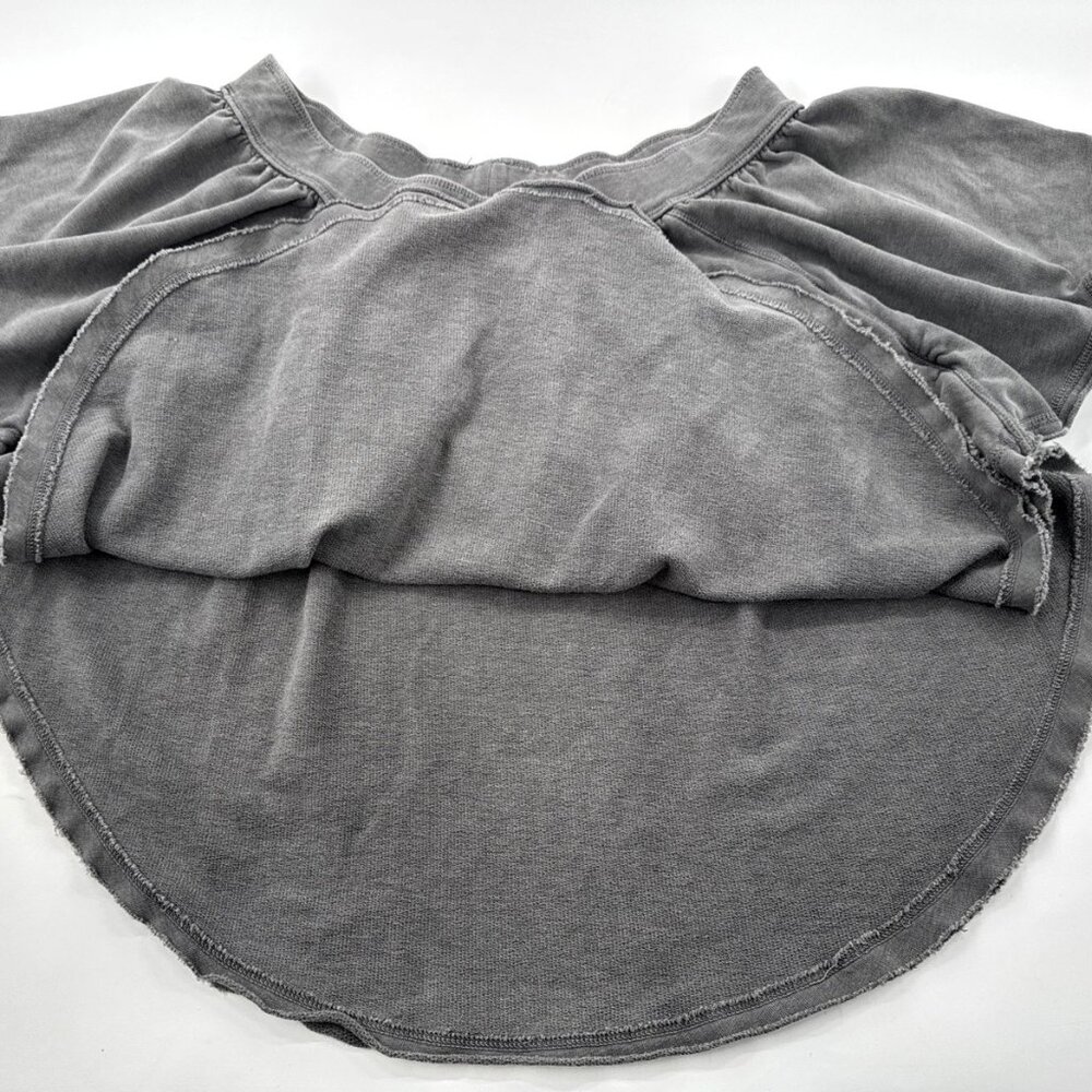 Free People Poncho Sweatshirt Off the ShoulderTop Womens Small Boho Distressed - Picture 10 of 11
